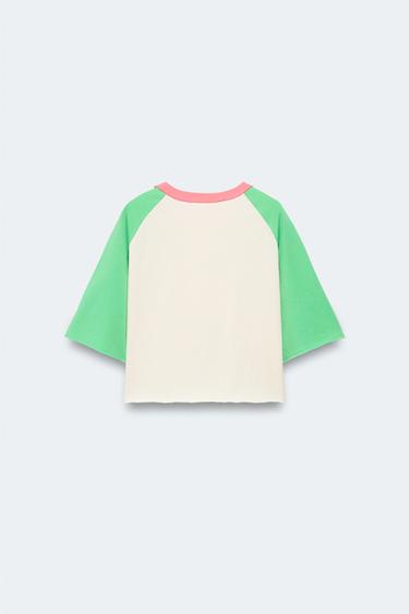 2-14 YEARS / LIMITED EDITION CONTRAST RAGLAN SLEEVE T-SHIRT - Green by Zara - Image 1