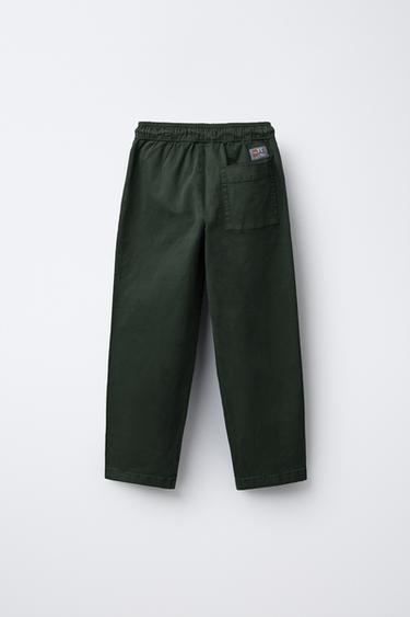 STRAIGHT FIT TROUSERS WITH LABEL - Green by Zara - Image 1