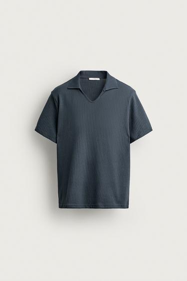 REGULAR FIT OPEN-KNIT POLO SHIRT - Charcoal grey by Zara