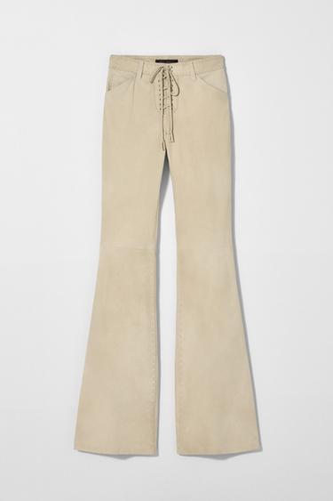 PANTALON EN CUIR DAIM À NŒUDS KATE MOSS X ZARA - Beige de Zara - Image 1