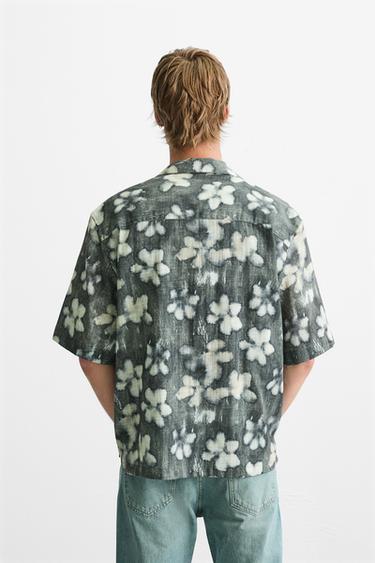 CHEMISE À IMPRIMÉ FLORAL ABSTRAIT - Gris de Zara - Image 2