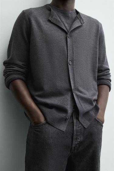 CARDIGAN REGULAR FIT AVEC LAINE - Gris anthracite de Zara - Image 5