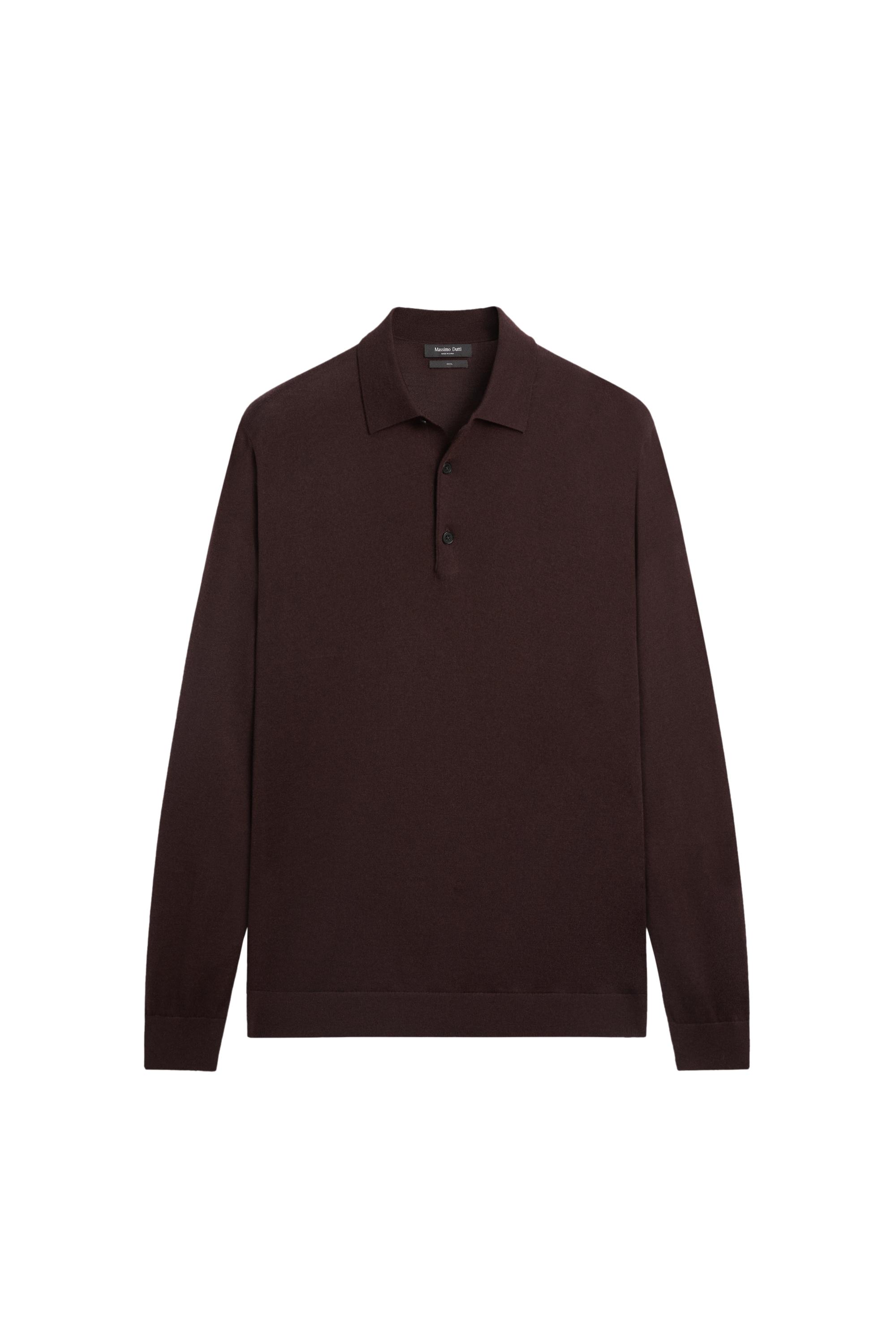100% merino wool knit polo sweater — Burgundy