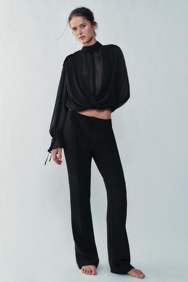 DRAPED TOP WITH BACK TIE - Black by Zara - Image 0