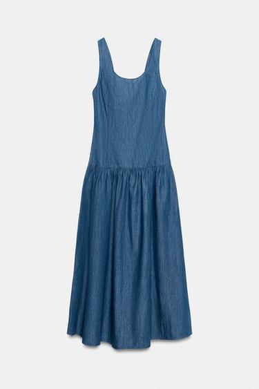 MIDI DRESS WITH CAPE SKIRT - Blue by Zara - Image 6