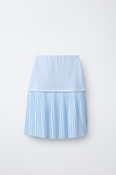 FALDA MIDI TABLAS - Azul claro de Zara