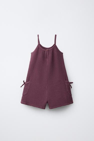 COMBINAISON COURTE GAUFRÉE À NŒUDS - Aubergine de Zara - Image 1