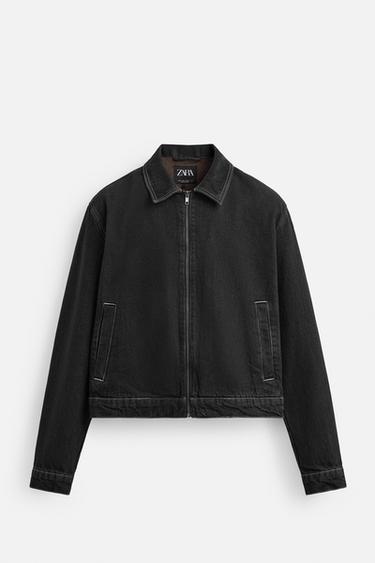 CROPPED FIT DENIM JACKET - Black by Zara