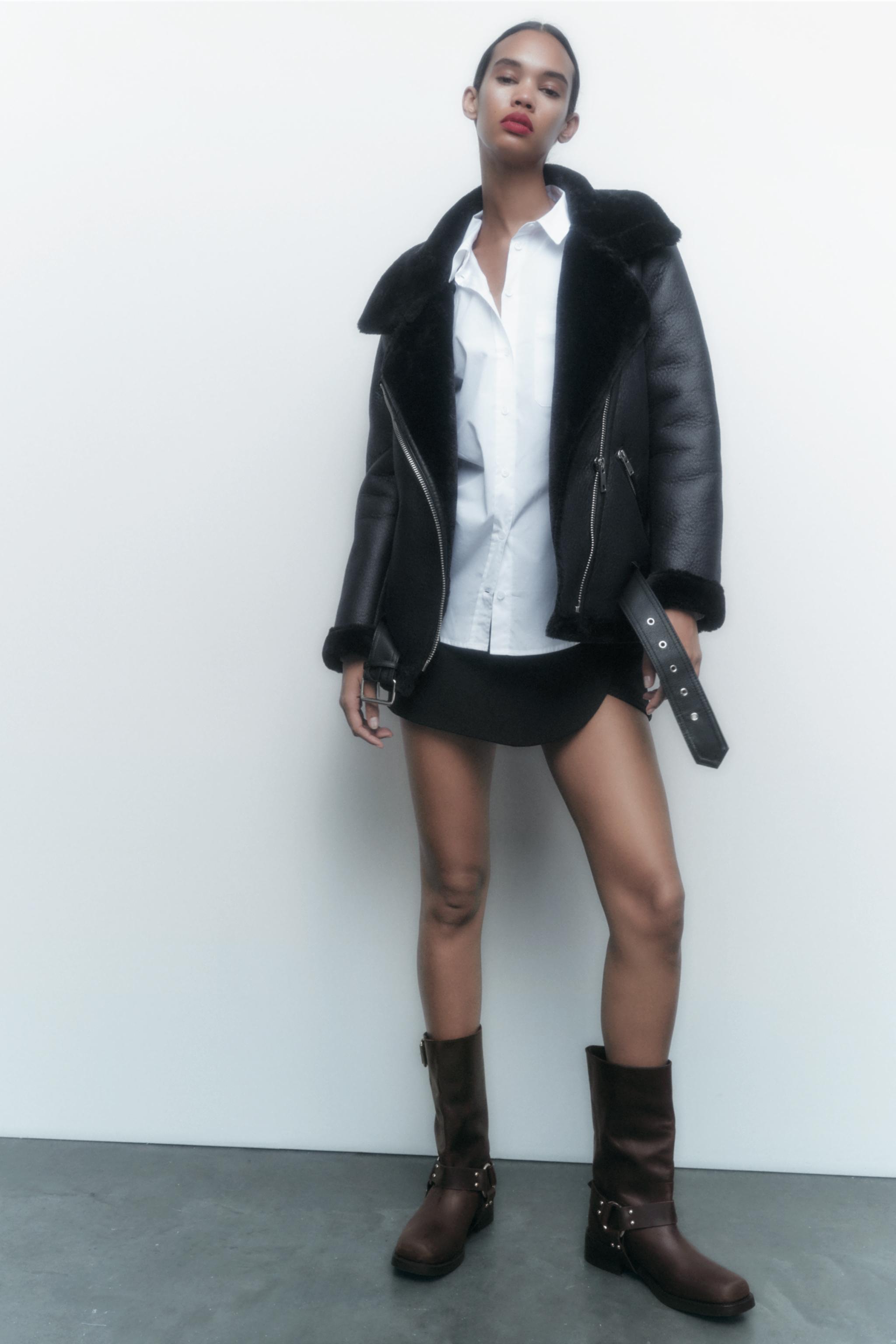 Botas De Tacón En Zara Botas De Cuero ZARA Con Hebillas Marrones, Tacón Block Y Hasta La Rodilla Botas Marrones Mujer