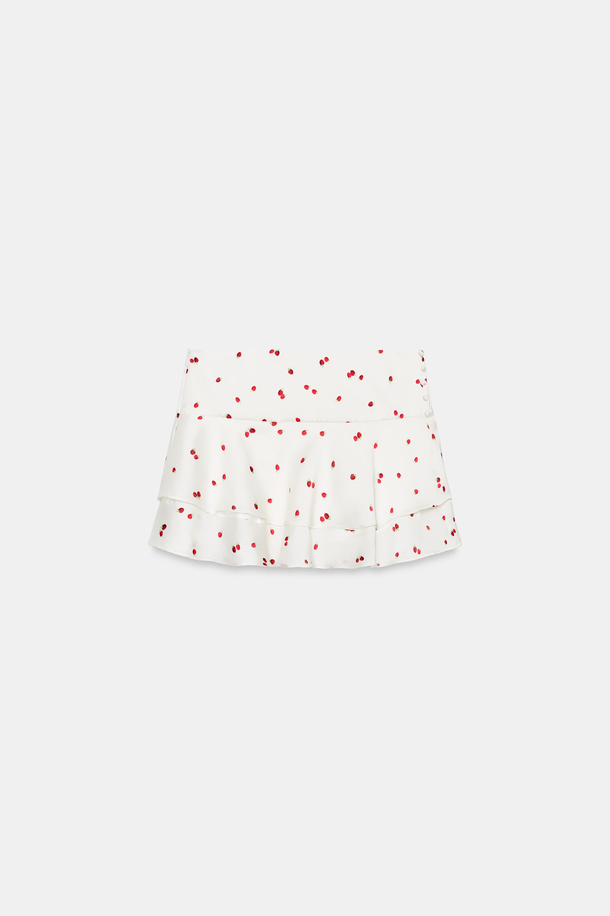 RUFFLED STRAWBERRY MINI SKIRT