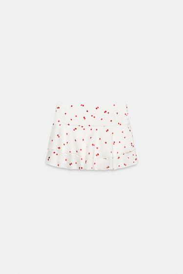 STRAWBERRY PRINT RUFFLE MINI SKIRT - Ecru / Red by Zara - Image 4