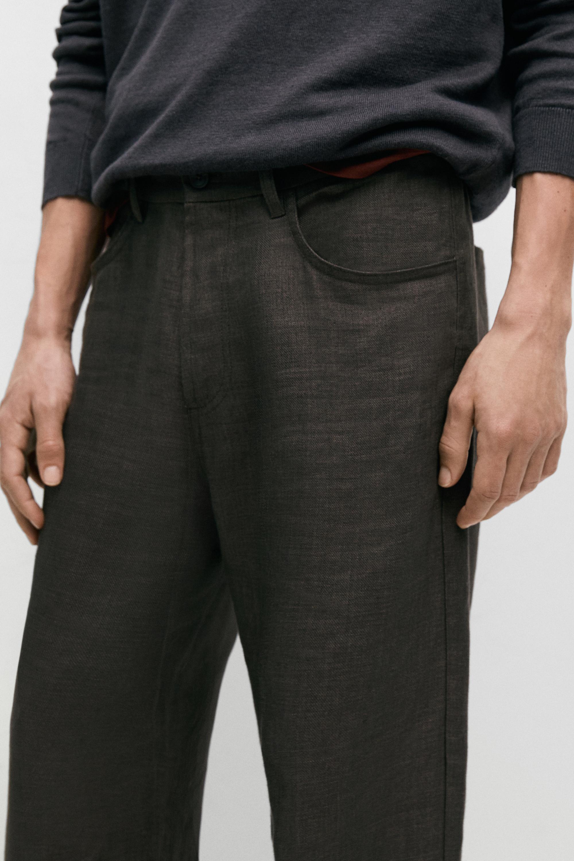 Faux jean semi-jogger en lin