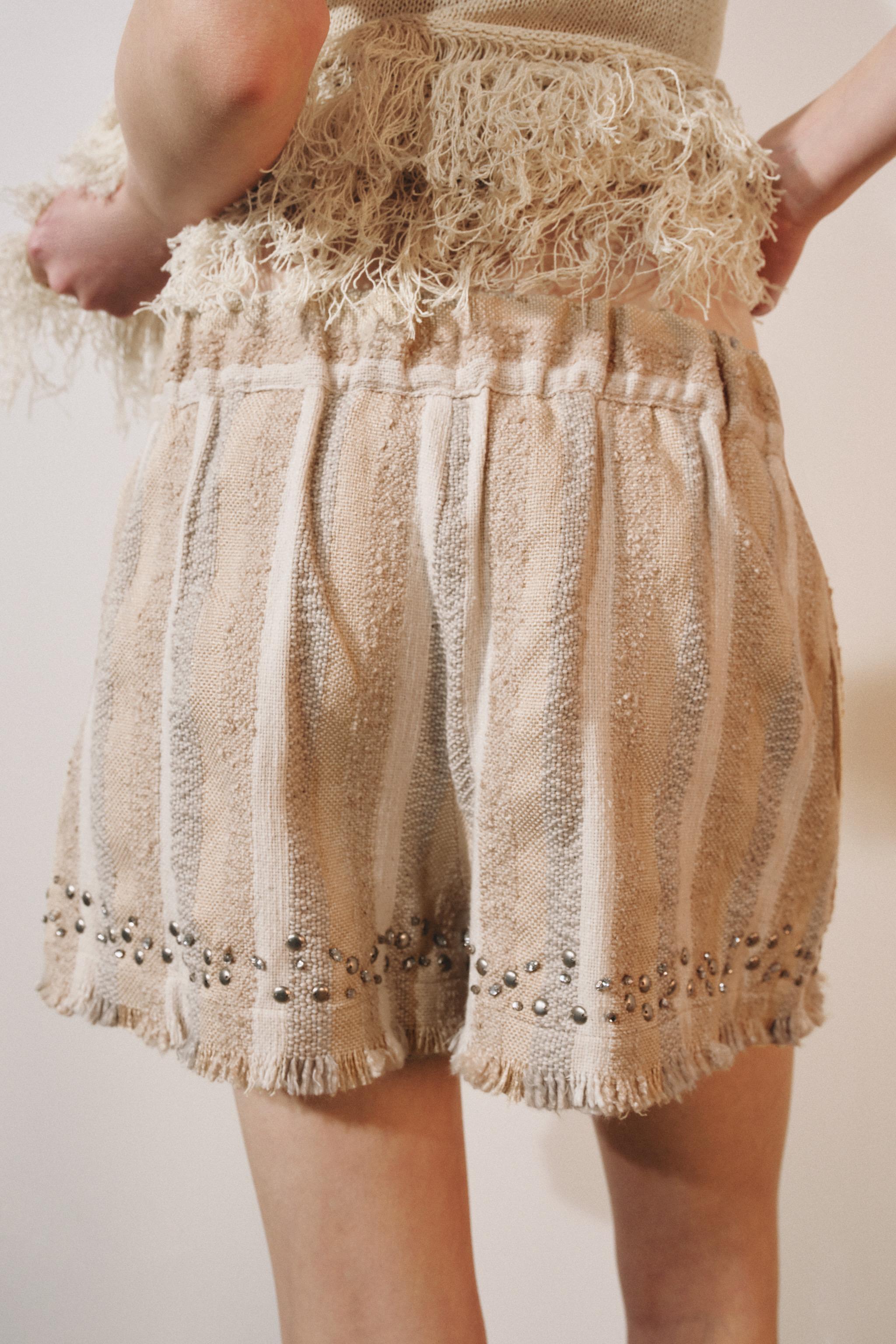 Zara ZW COLLECTION ÇİZGİLİ RUSTİK BERMUDA görsel 3