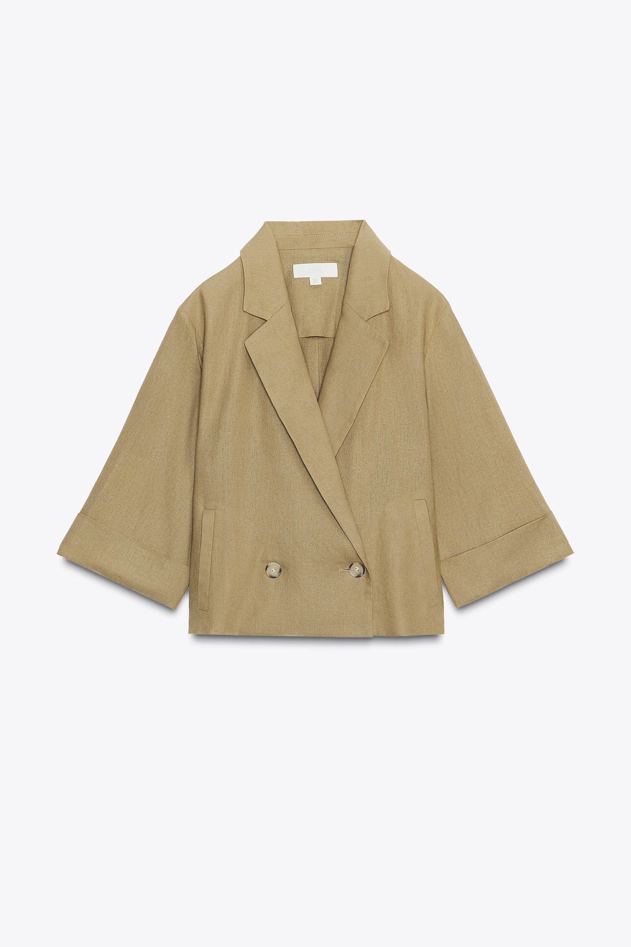 ショート丈ダブルブレスト仕様ブレザー ZARA】ショート丈ダブルブレスト仕様ブレザー - メルカリ