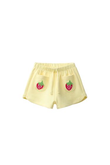 BERMUDA INTERLOCK FRUTAS PUNTO CROCHET - Amarillo medio de Zara