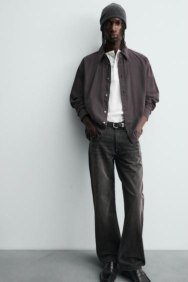 RELAXED FIT CHECK SHIRT - Black / Brown by Zara - Image 6
