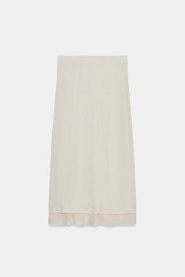 CREASED KNIT MIDI SKIRT - Sand / Marl by Zara