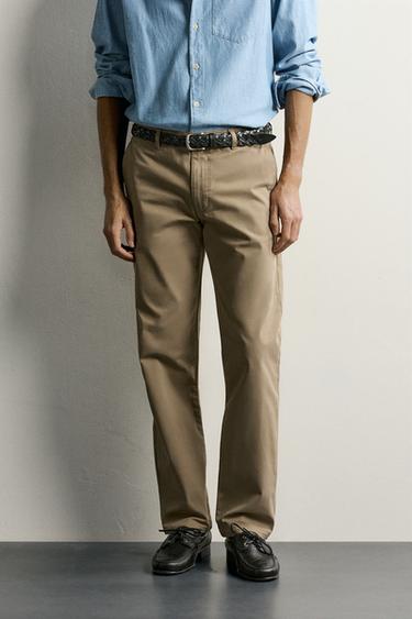 SLIM FIT CHINO PANTS — taupe brown 2