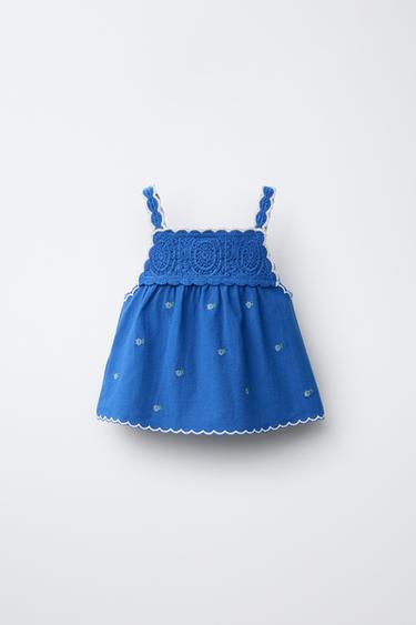 KNIT TOP WITH CROCHET DETAIL - Electric blue by Zara - Image 1