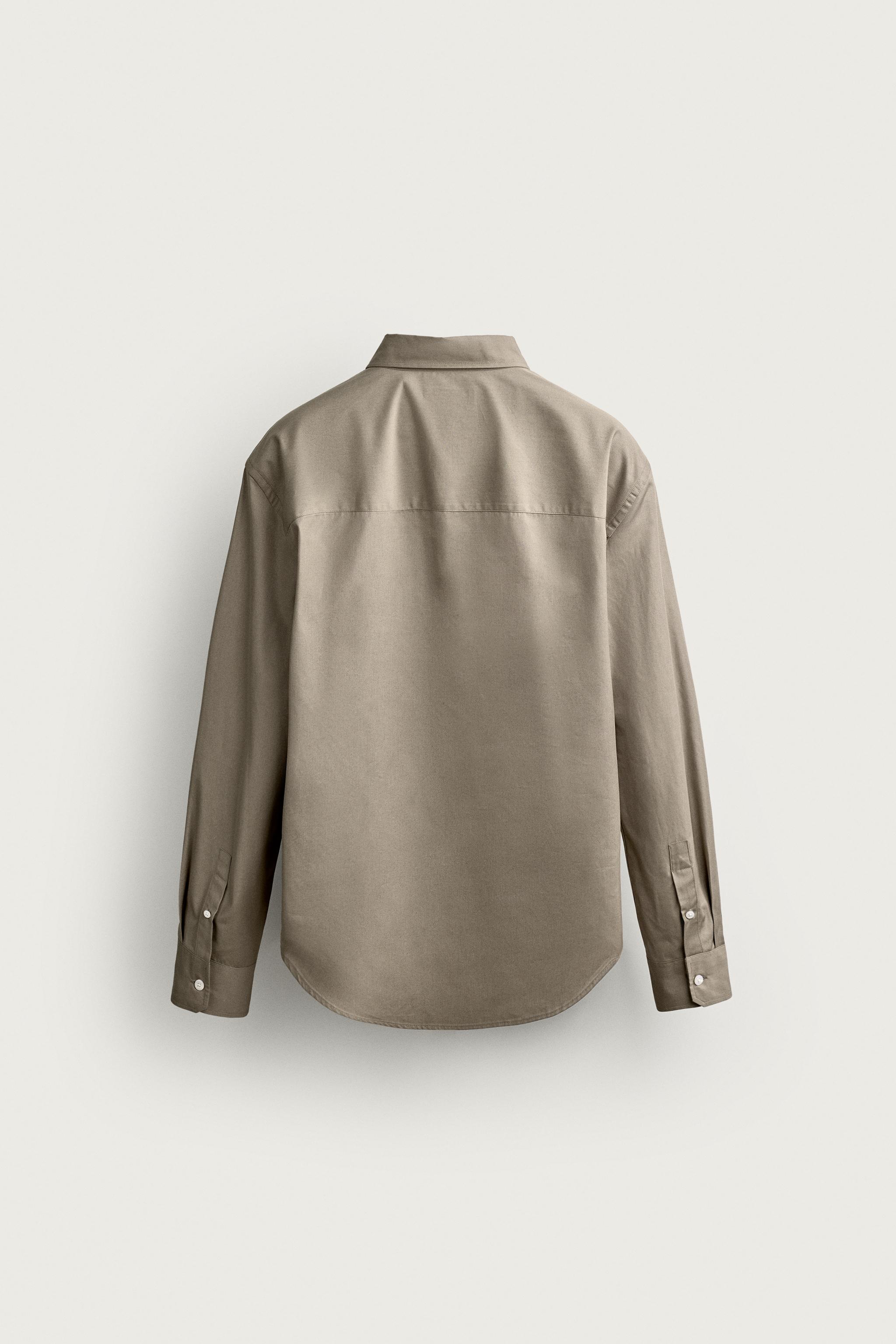 COTTON-LYOCELL REGULAR FIT SHIRT — Khaki