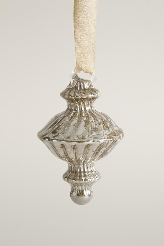 Zara MERCURISED BOROSILICATE GLASS CHRISTMAS TREE DECORATION - Silver - Image 0