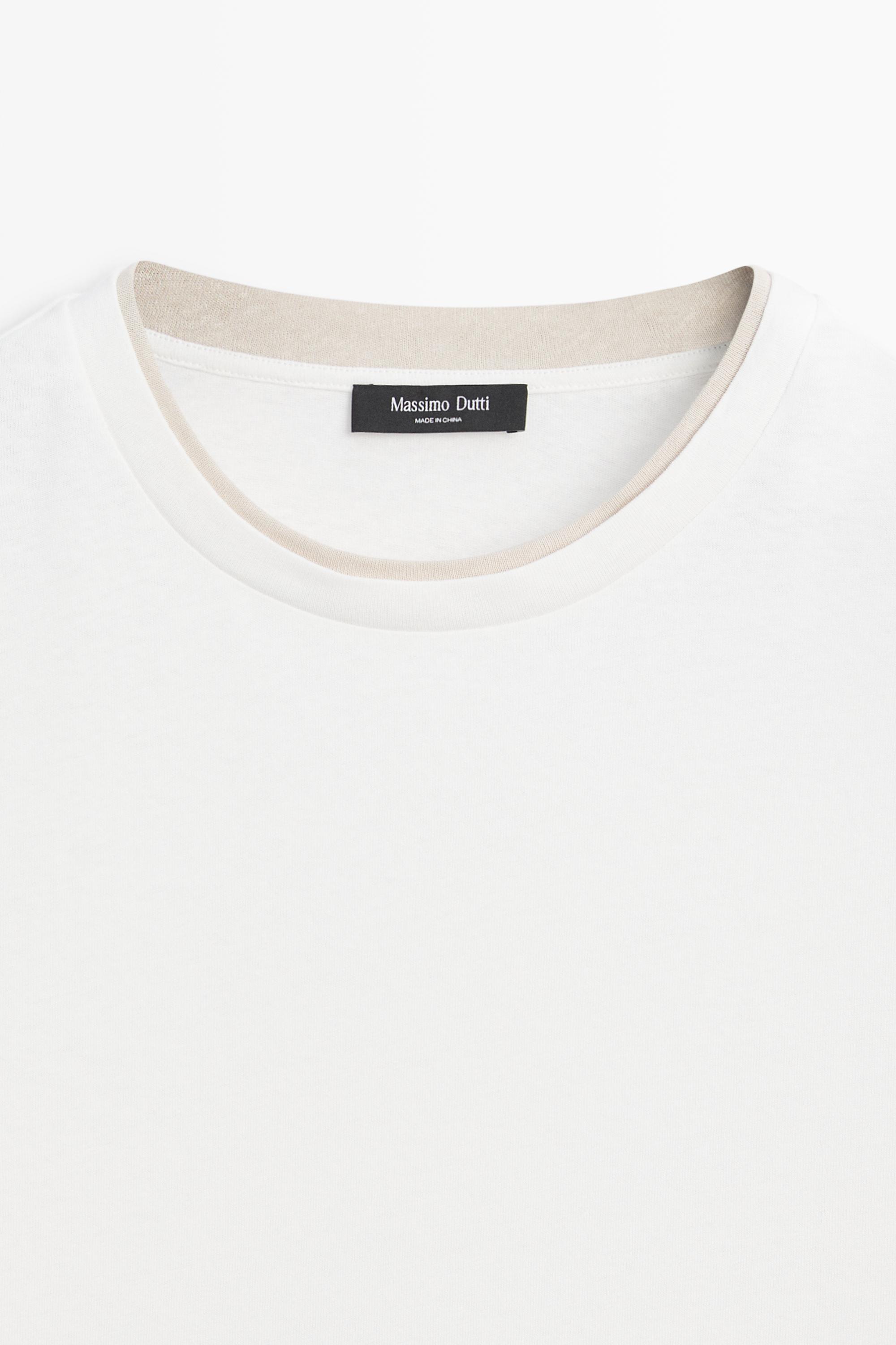 Linen and cotton double-collar T-shirt