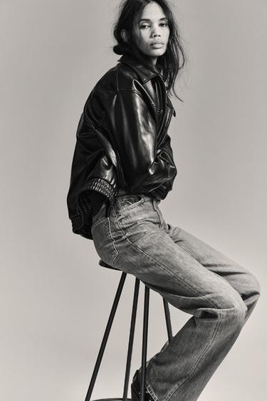 Zara TRF HIGH WAIST WIDE LEG FULL LENGTH JEANS - Blue