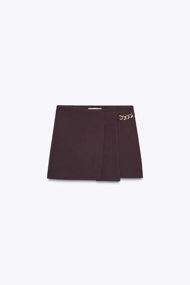 PLEATED CHAIN BERMUDA SHORTS - Burgundy by Zara - Image 5