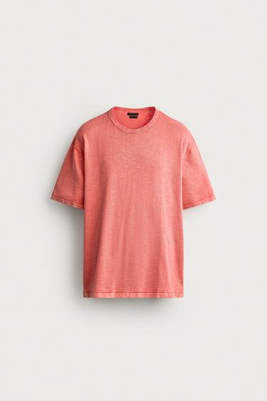 TEXTURED KNIT T-SHIRT - Coral by Zara