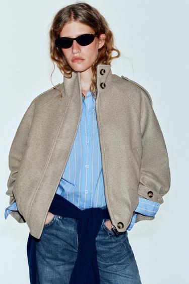 BOMBER JACKET WITH TABS — Light beige 2