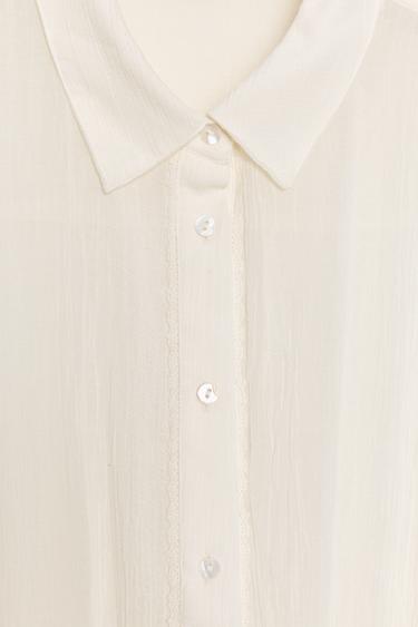 ROBE COMBINAISON EN GAZE À VOLANTS - Écru de Zara - Image 3