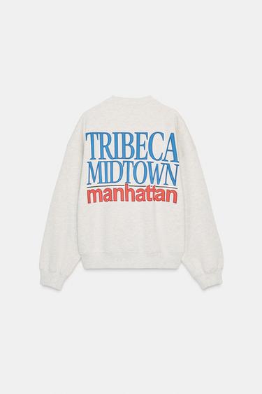 SWEATSHIRT WITH CONTRAST SLOGAN - Beige marl by Zara - Image 6