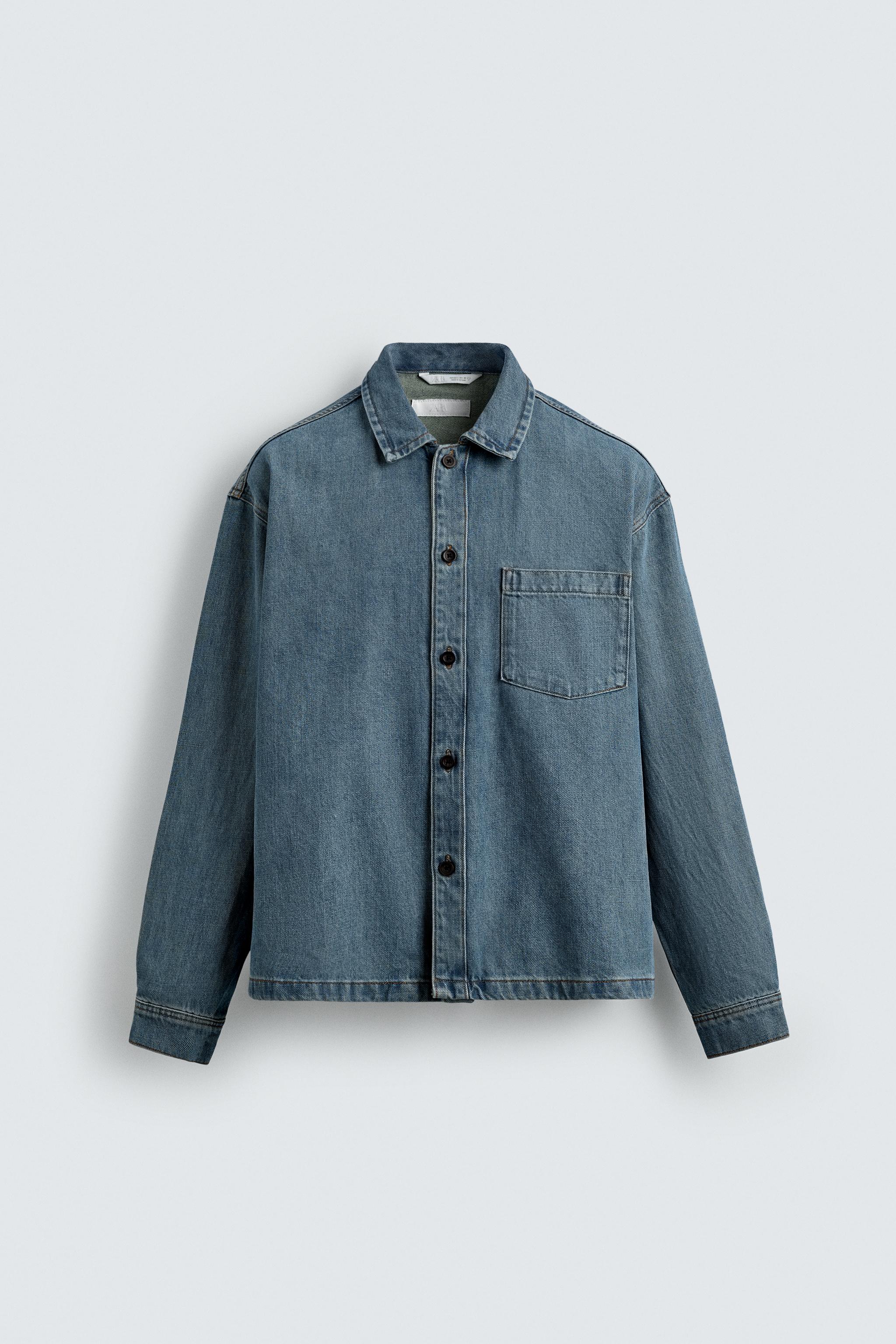 【新品】FINE ex denim shirt JK BOXY FIT DENIM SHIRT - Mid-blue | ZARA United States