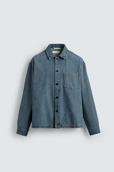 Zara TRAPER KOŠULJA BOXY FIT KROJA – mid-plava