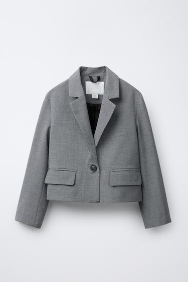 BLAZER CROPPED ESPIGA - Gris de Zara - Imagen 0