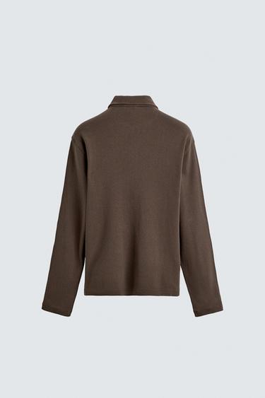 BRUSHED TEXTURED POLO SHIRT ORIGINS - Brown by Zara - Image 7