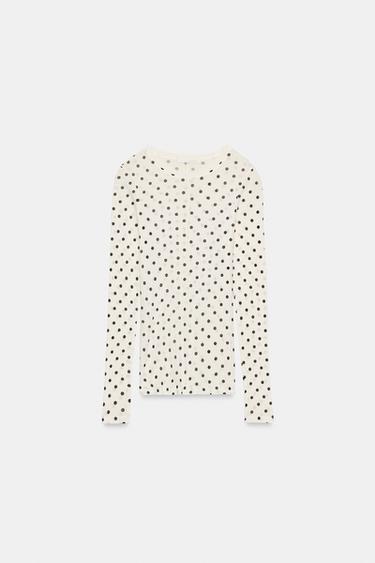 T-SHIRT SUPIMA® À POIS - Noir / Blanc de Zara - Image 1