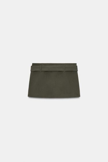 JUPE-PANTALON AVEC CEINTURE - Kaki foncé de Zara - Image 1