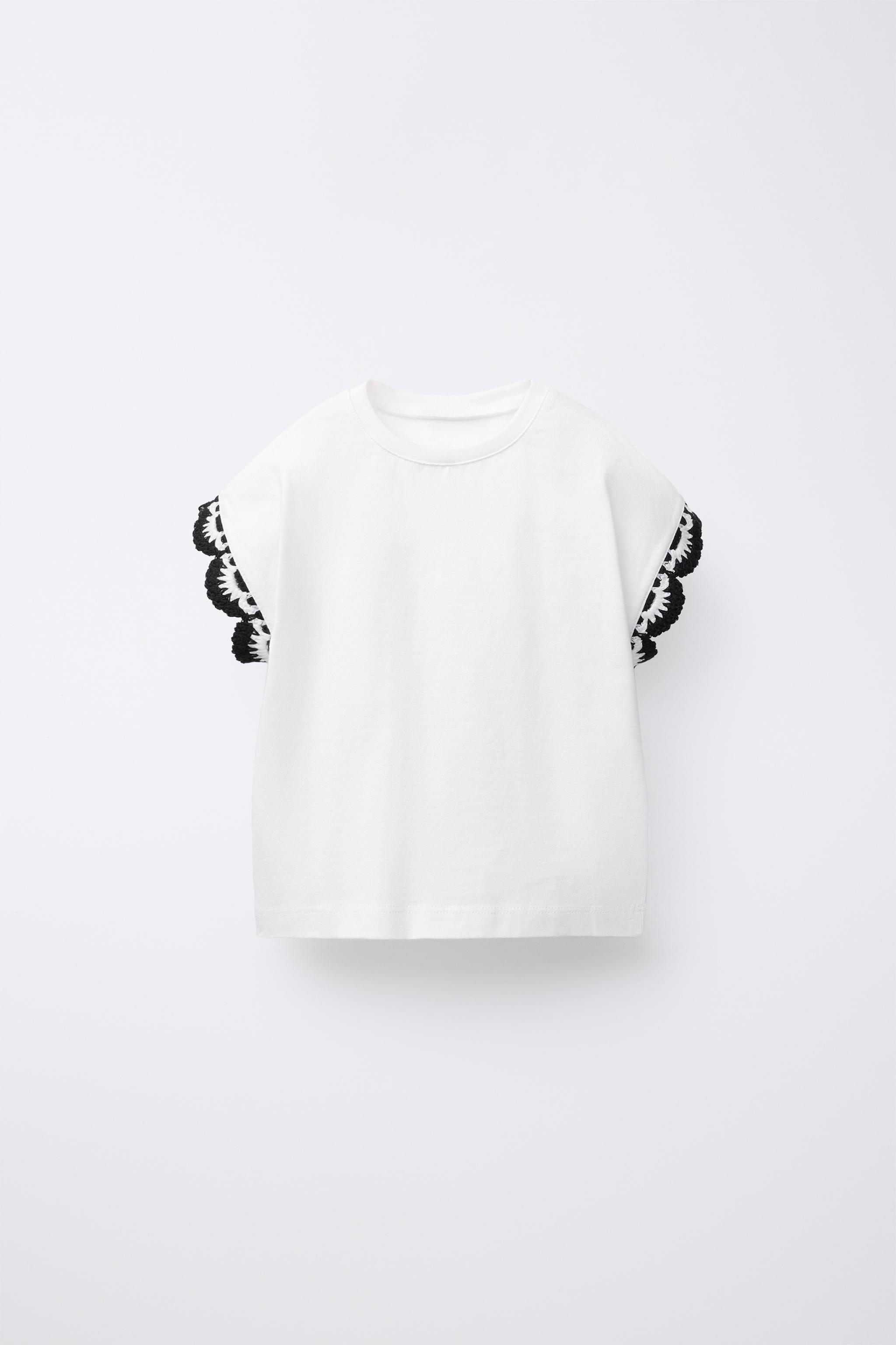 Tシャツ・カットソー T-SHIRT WITH CROCHET DETAIL Crochet Trim V-Neck Tee | Talbots