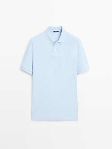 Polo piqué micro estructura algodón - Azul claro de Zara
