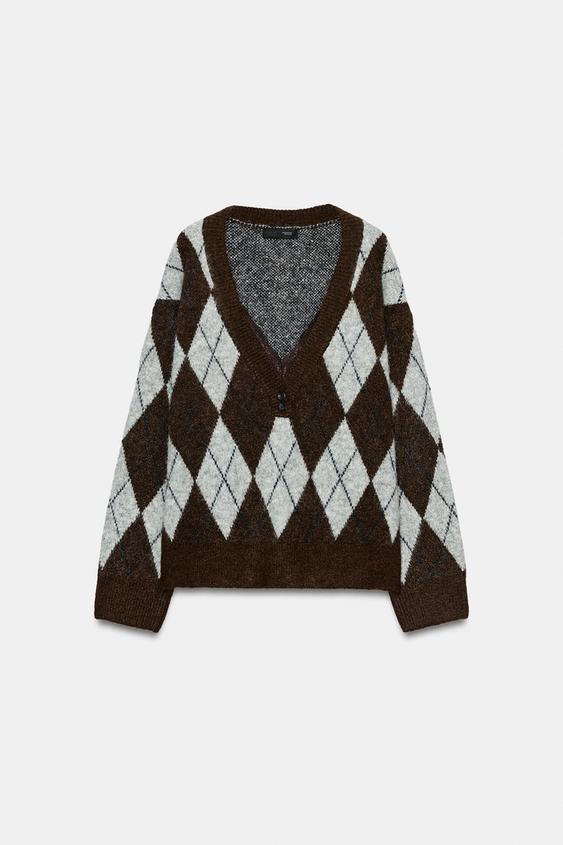 JERSEY PUNTO ROMBOS - Marrón de Zara - Imagen 0