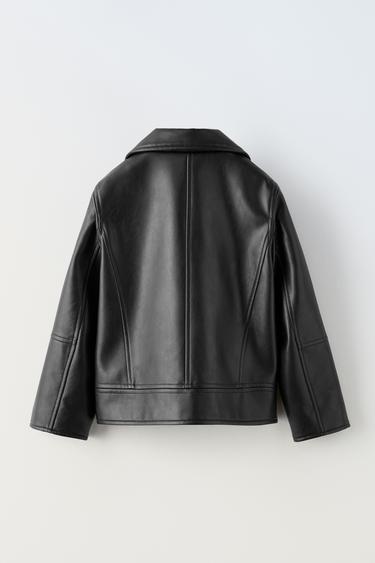 LEATHER EFFECT BIKER JACKET - Black by Zara