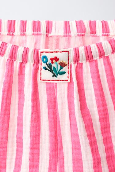 6-14 ÅR/ STRIBET PYJAMAS MED TEKSTUR - rosa fra Zara