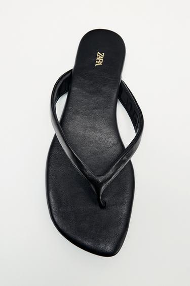 Zara FLAT STRAP SANDALS - Black
