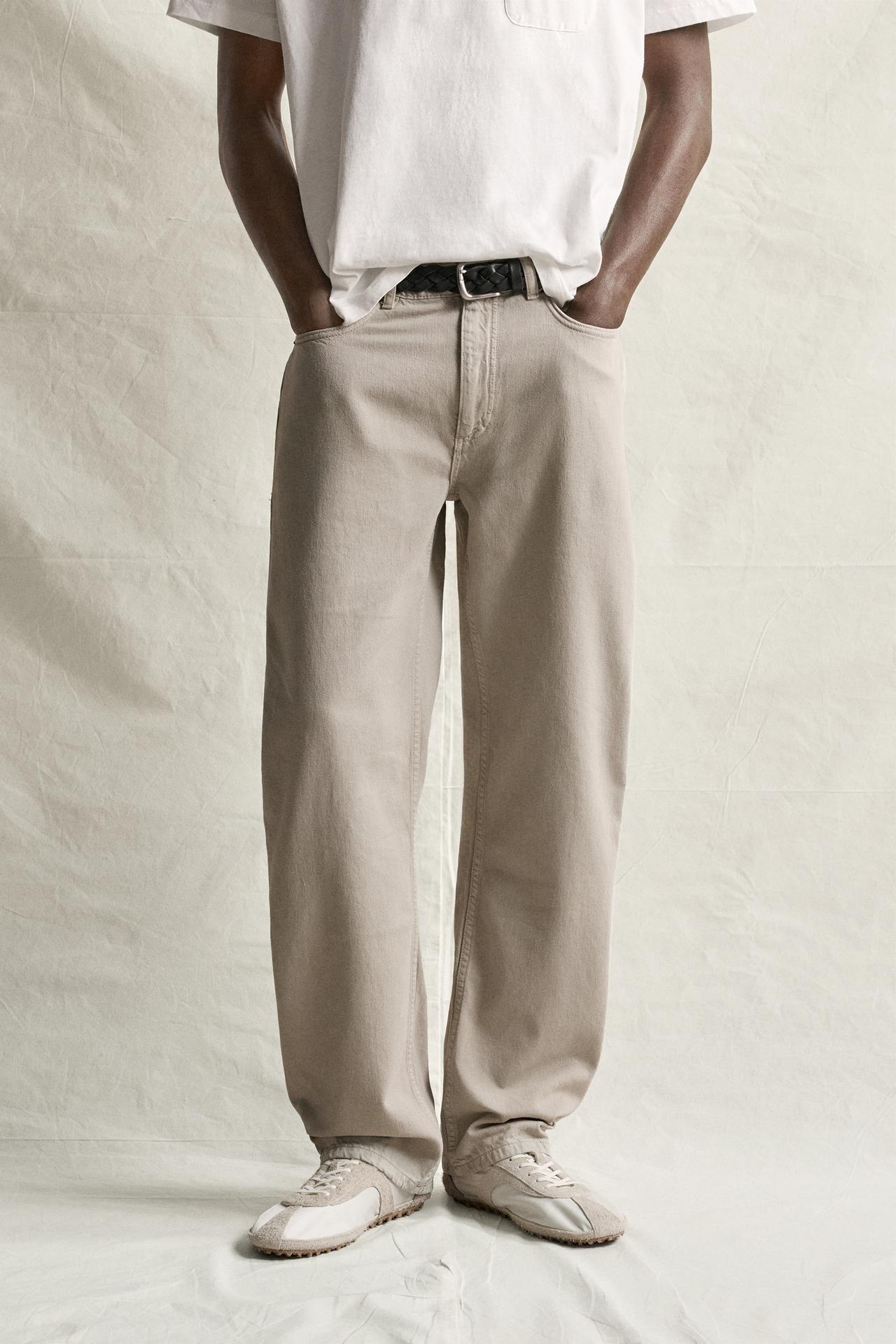 LIGHTWEIGHT COTTON-HEMP JEANS — Light beige
