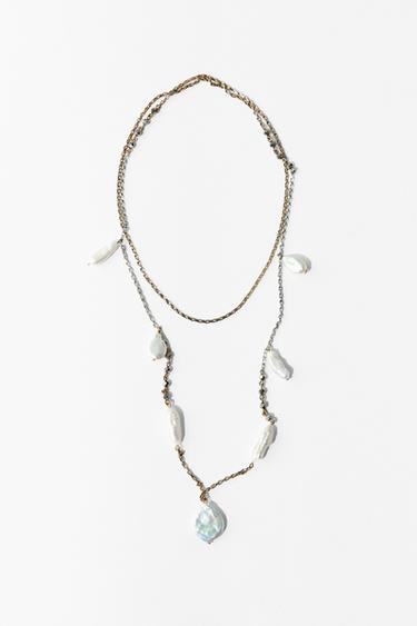 Zara PEARL CHAIN NECKLACE - Gold / Silver