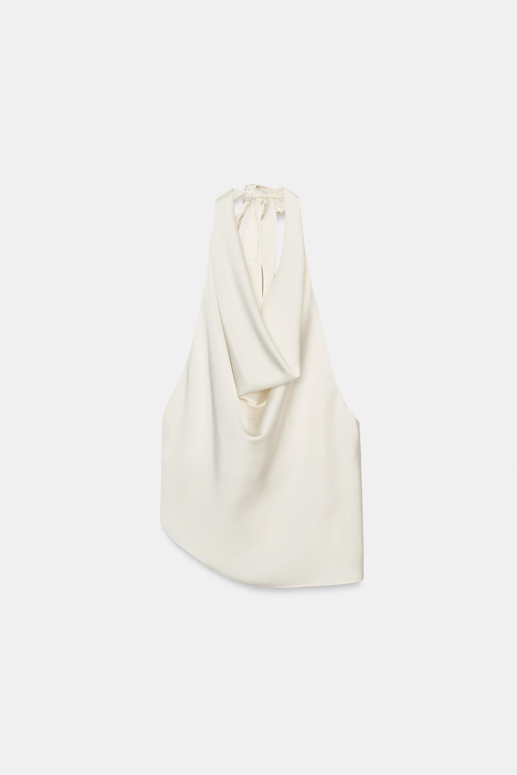 ASYMMETRIC SATIN TOP - Oyster-white | ZARA South Africa