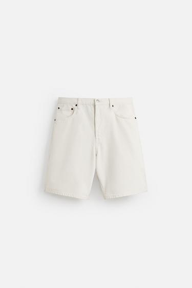 BERMUDA DENIM STRAIGHT FIT - Bianco di Zara