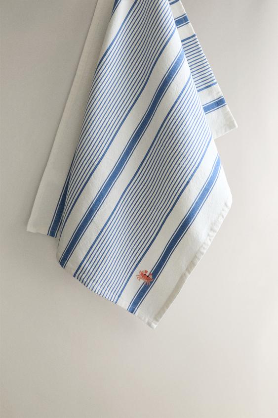 TORCHON CUISINE CRABE RAYURES - Bleu de Zara - Image 0