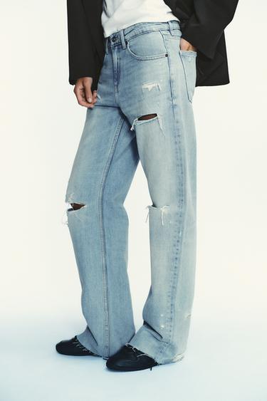 JEAN TRF LARGE DÉCHIRÉ TAILLE - Bleu clair de Zara - Image 3